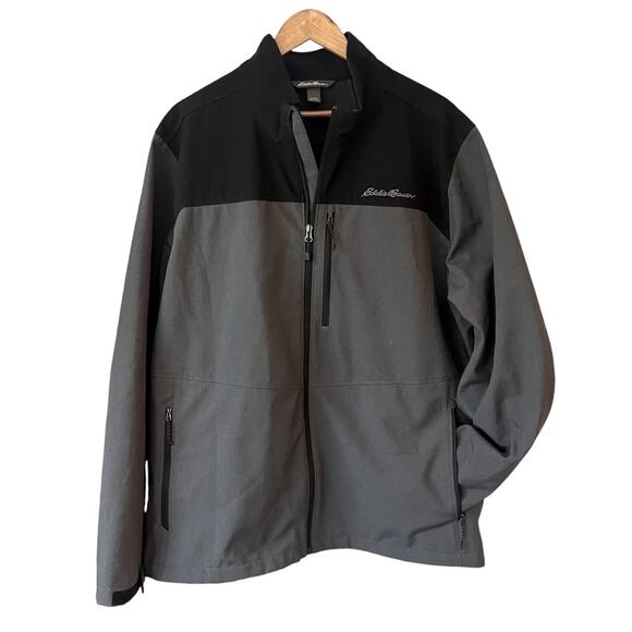 Eddie Bauer Point Vista Soft Shell Jacket Men 2XL Black Grey Outdoors Waterproof - Picture 2 of 10